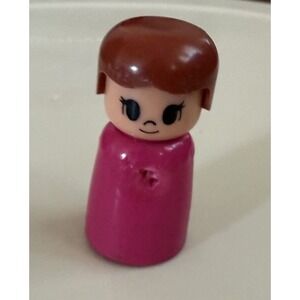Vintage Tomy Playrail Girl Little People Figure Pink Metal Ball on Bottom